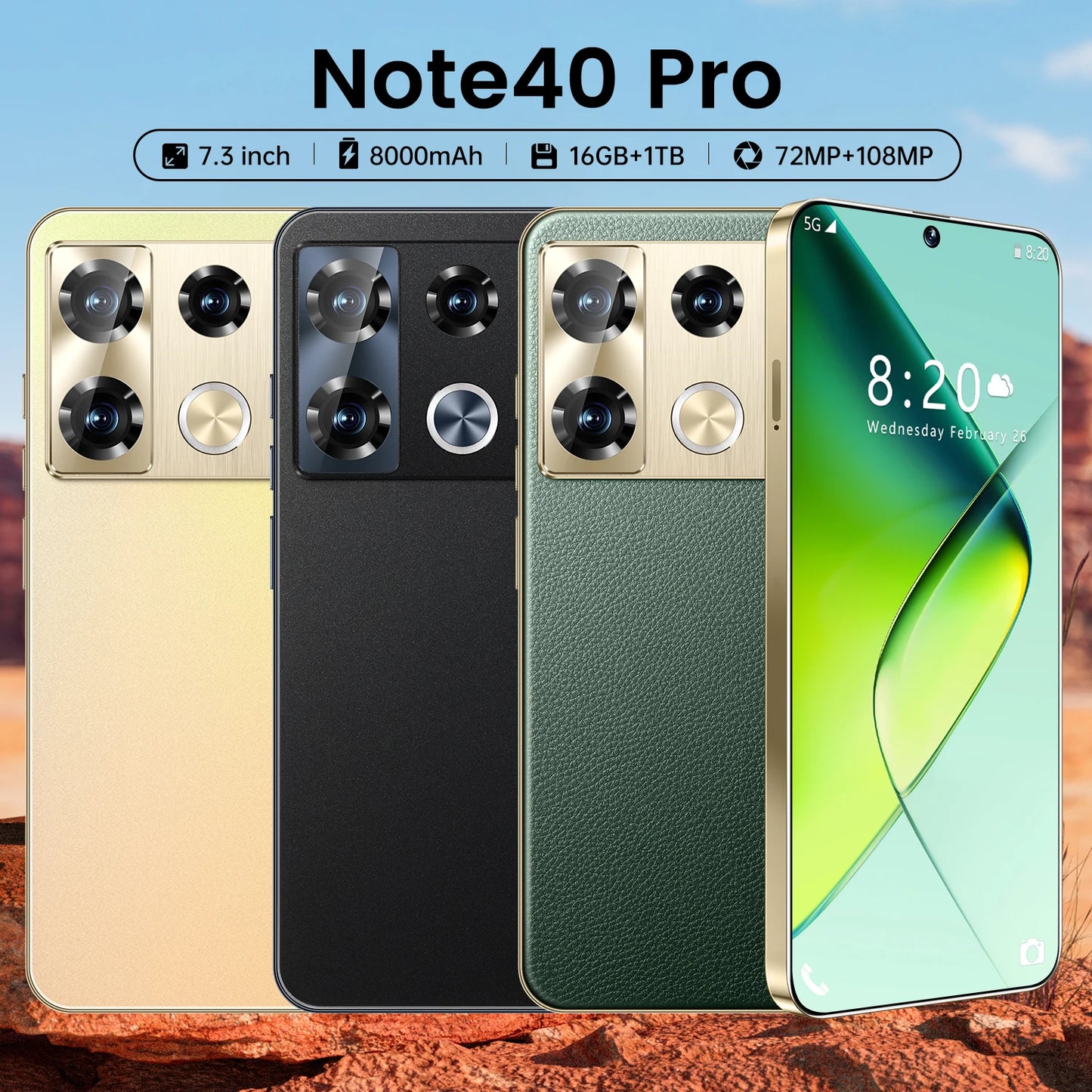 Téléphone Android 5G Smartphone Note 40 Pro