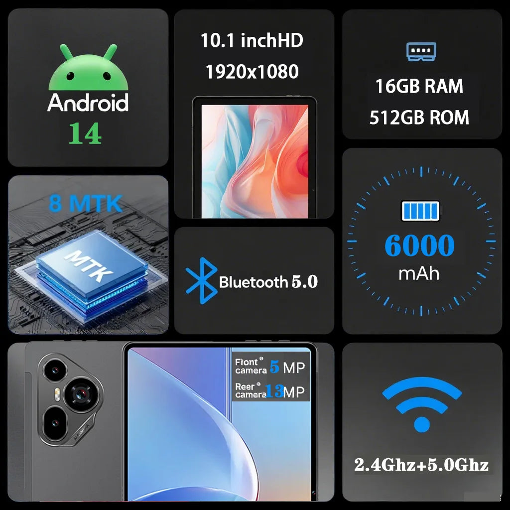 11 pouces 7 Ultra 16 Go + 1 To 5G Wifi ,Tablette MTK , Core Processor 4G
